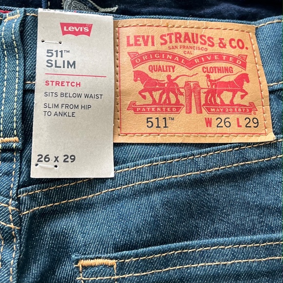 Levis 511 Slim Fit Waterless Jeans Size 26x29 NWT - Picture 6 of 8